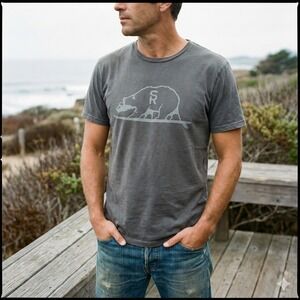 Outerknown Surf Ranch Graphic T-Shirt Mens Small Soft Black Gray Organic Cotton